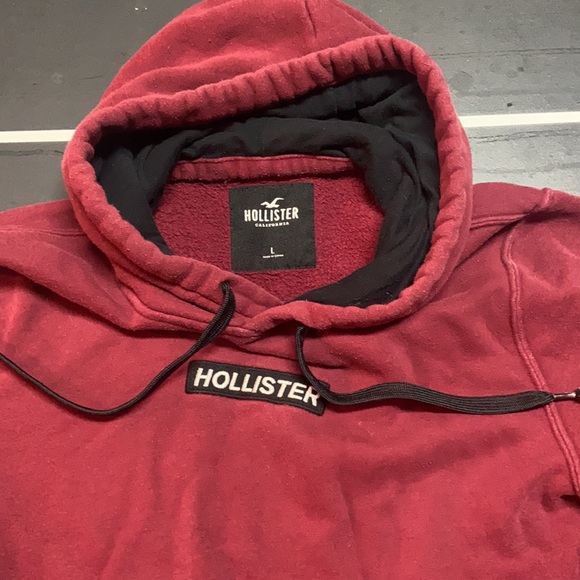 Red Heavy Hollister Hoodie, L - Picture 3 of 5